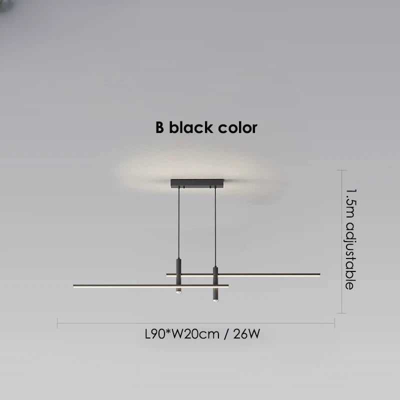 Verthara Premium Adjustable Linear Pendant Chandelier B black 90cm