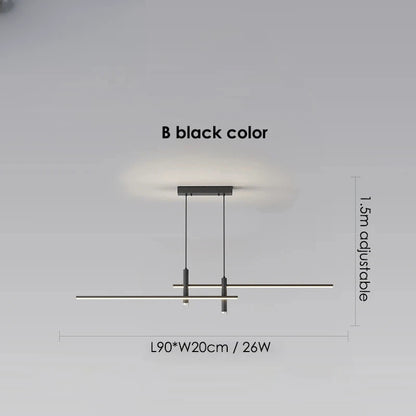 Verthara Premium Adjustable Linear Pendant Chandelier B black 90cm