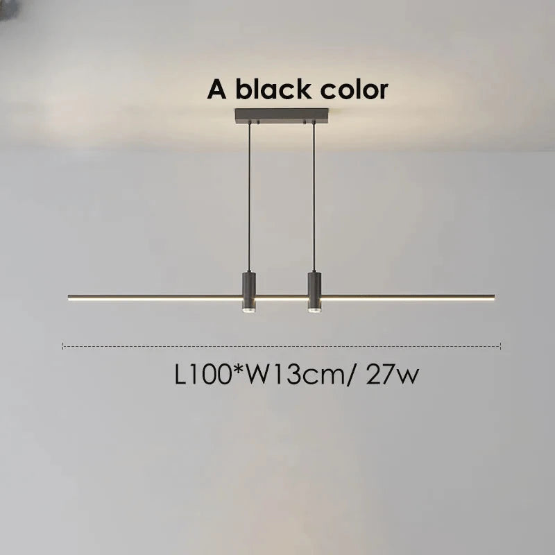 Verthara Premium Adjustable Linear Pendant Chandelier A black 100cm