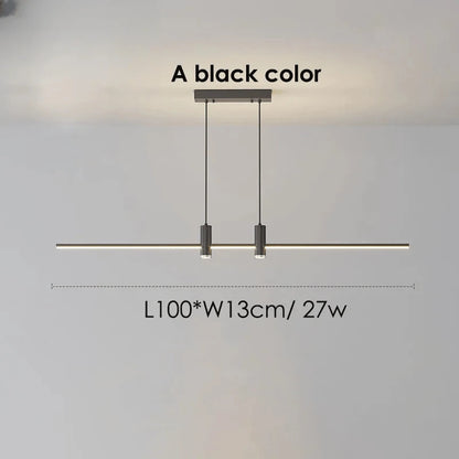Verthara Premium Adjustable Linear Pendant Chandelier A black 100cm
