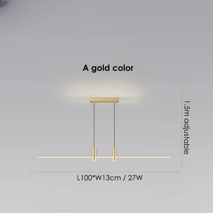 Verthara Premium Adjustable Linear Pendant Chandelier A gold 100cm