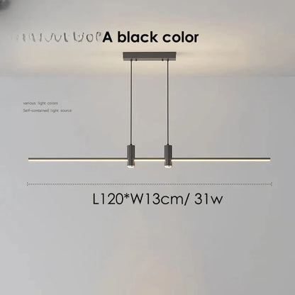 Verthara Premium Adjustable Linear Pendant Chandelier A black 120cm