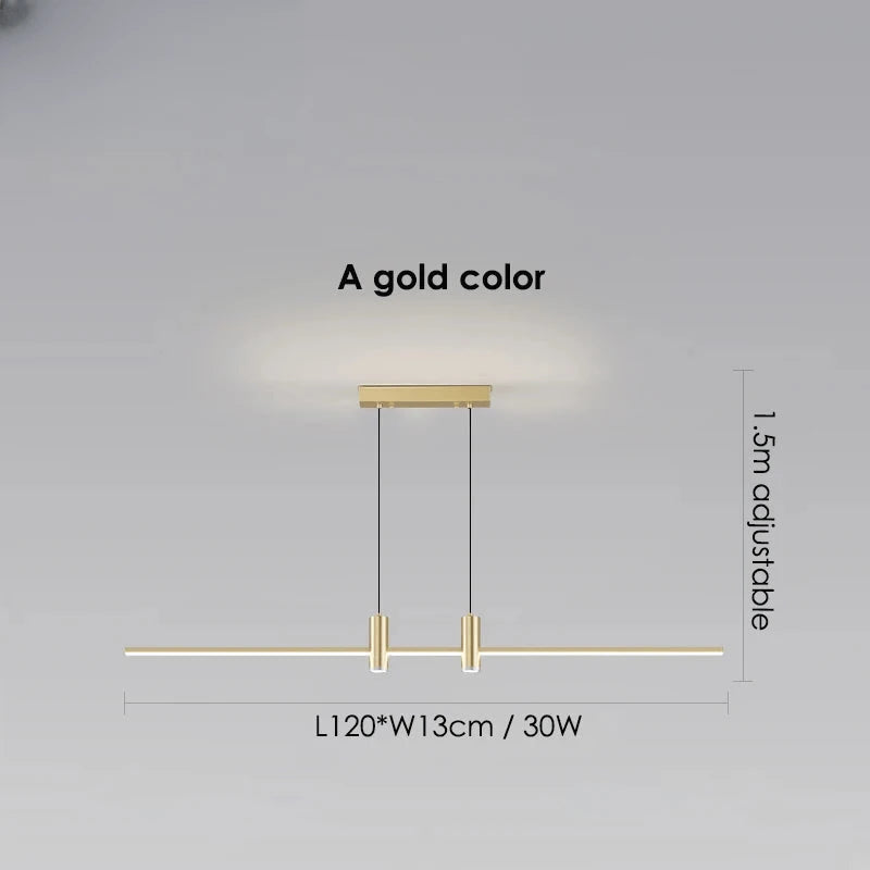 Verthara Premium Adjustable Linear Pendant Chandelier A gold 120cm