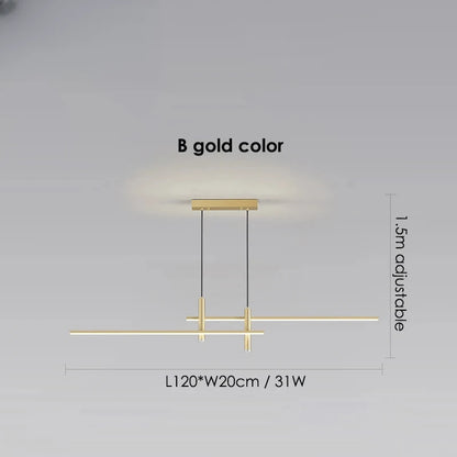 Verthara Premium Adjustable Linear Pendant Chandelier B gold 120cm