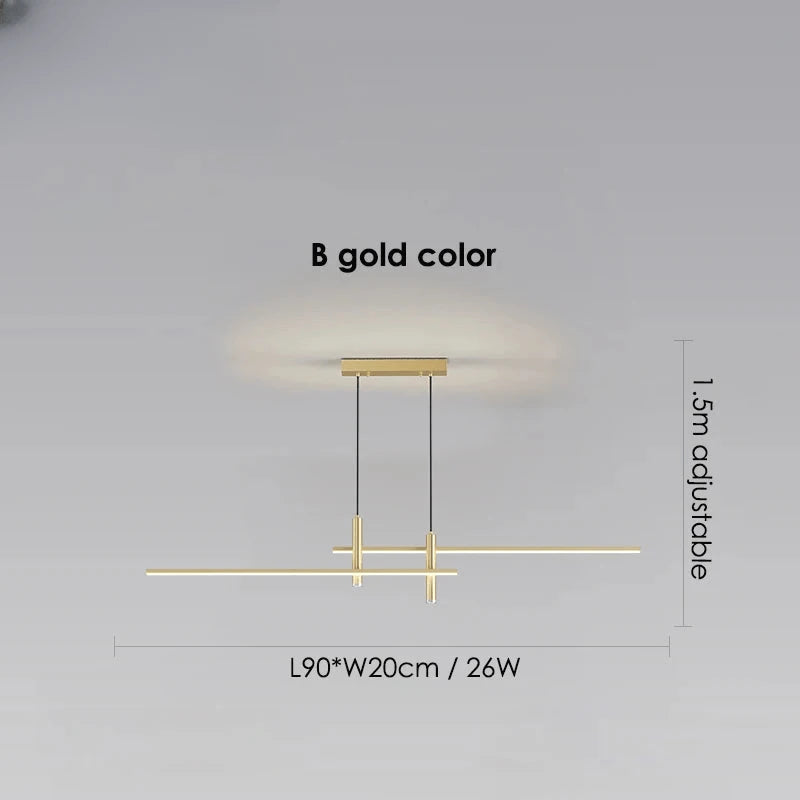 Verthara Premium Adjustable Linear Pendant Chandelier B gold 90cm