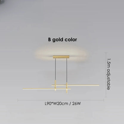 Verthara Premium Adjustable Linear Pendant Chandelier B gold 90cm