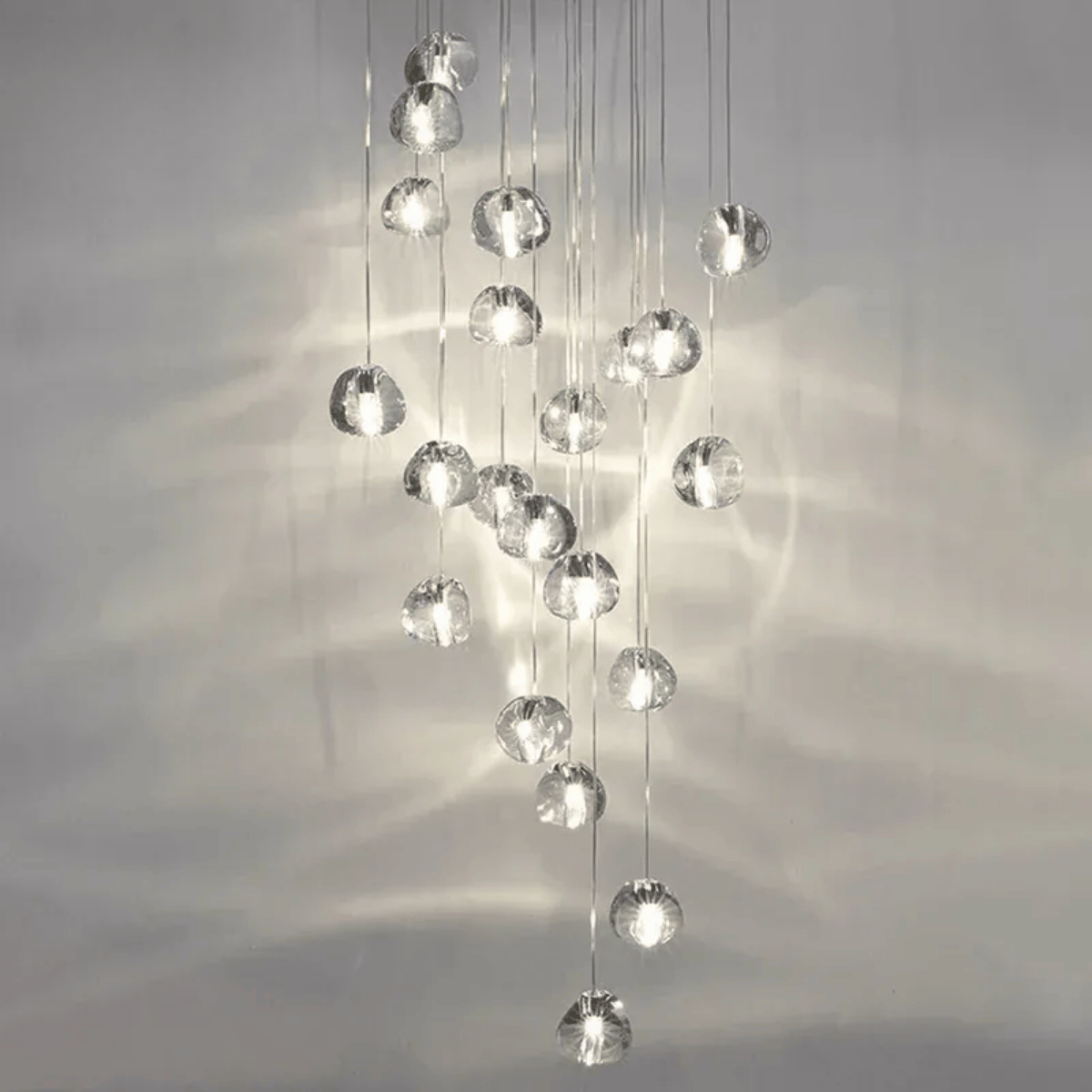 Verthara Premium Adjustable Pendant Light With Crystal Ball Chandelier – Modern Design - Indoor Lighting - High-Quality Metal - Polished Chrome Finish 36 lights / Cold White