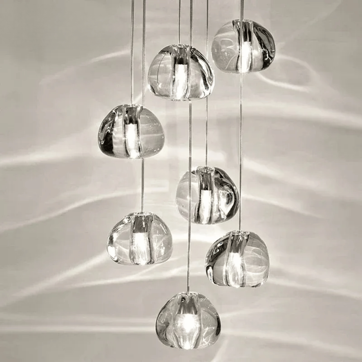 Verthara Premium Adjustable Pendant Light With Crystal Ball Chandelier – Modern Design - Indoor Lighting - High-Quality Metal - Polished Chrome Finish 7 lights / Cold White