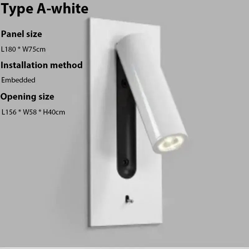 Verthara Premium Adjustable USB Bedside Reading Wall Sconce Type A white / Cool White(5500-7000K)