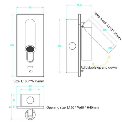 Verthara Premium Adjustable USB Bedside Reading Wall Sconce