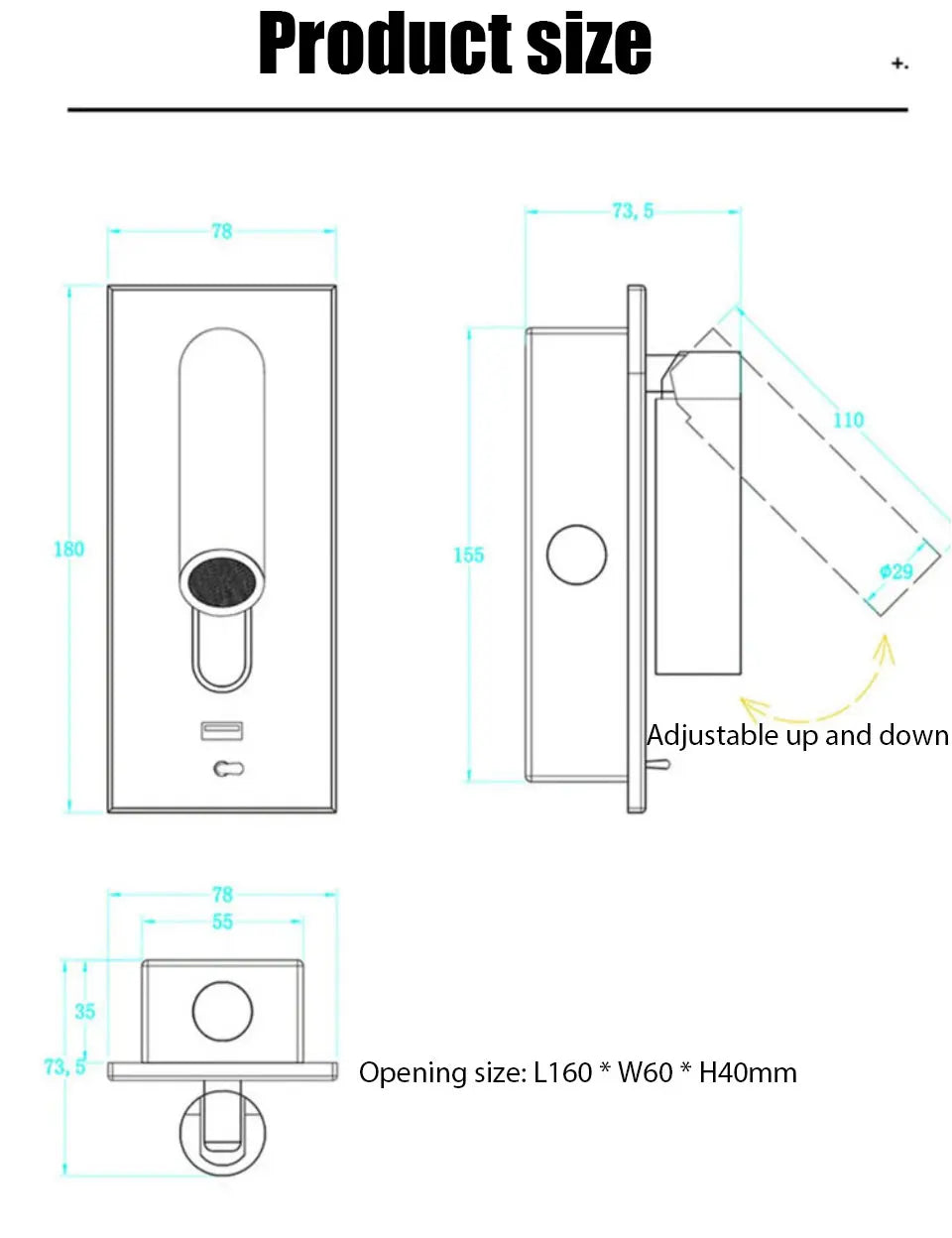 Verthara Premium Adjustable USB Bedside Reading Wall Sconce