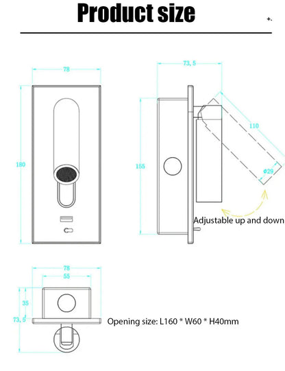 Verthara Premium Adjustable USB Bedside Reading Wall Sconce