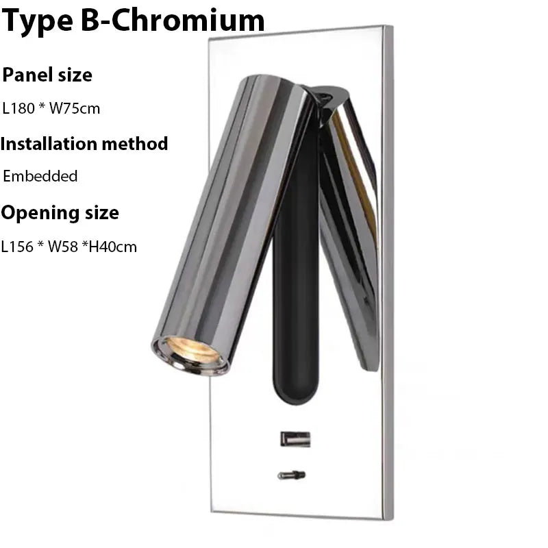 Verthara Premium Adjustable USB Bedside Reading Wall Sconce Type B Nickel / Cool White(5500-7000K)