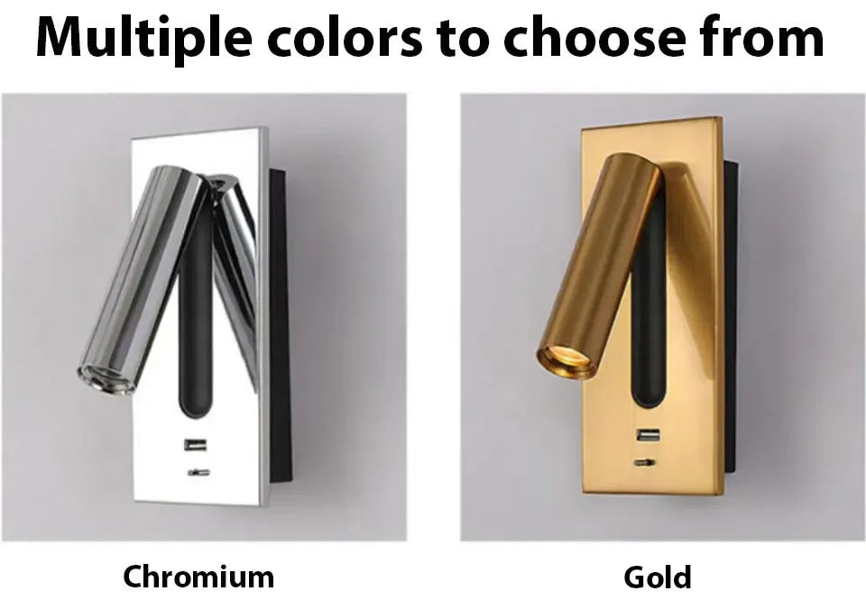 Verthara Premium Adjustable USB Bedside Reading Wall Sconce