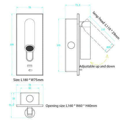 Verthara Premium Adjustable USB Bedside Reading Wall Sconce