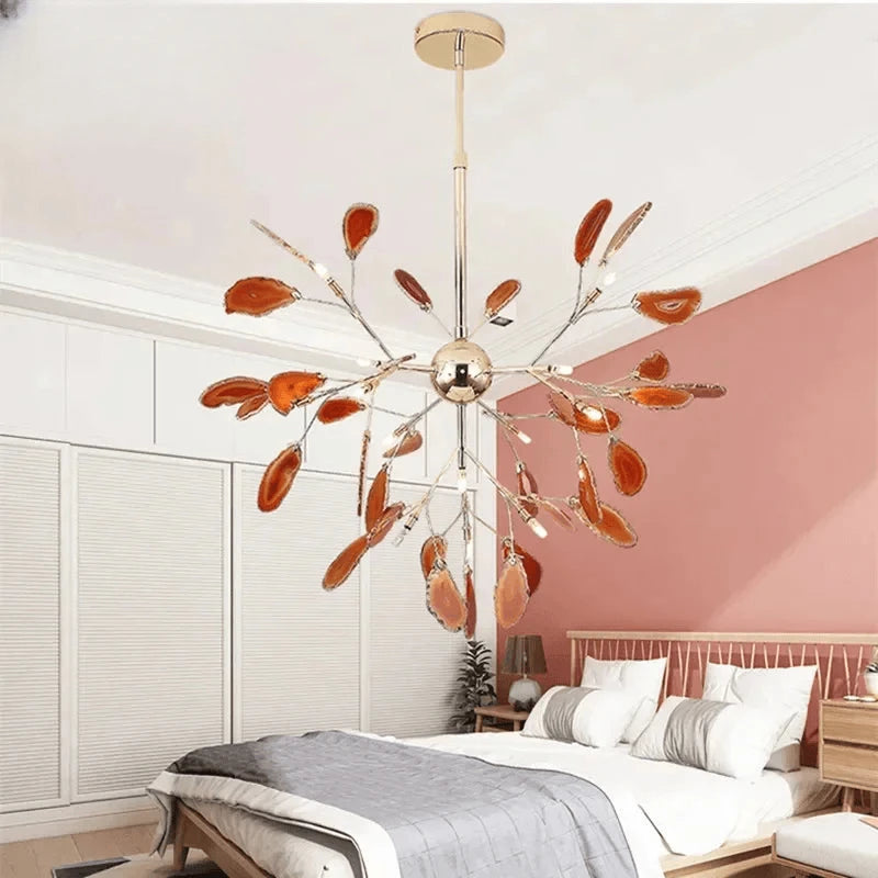 Verthara Premium Agate & Branch Pendant Light | Dimmable LED Chandelier