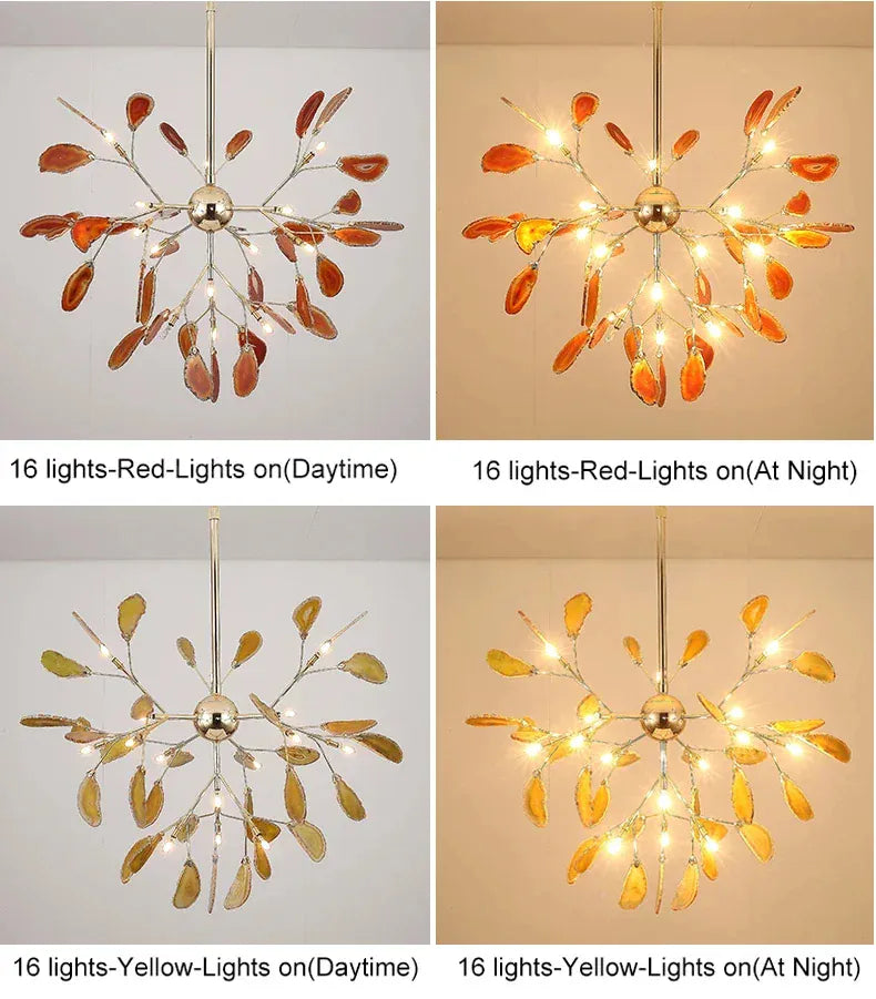 Verthara Premium Agate & Branch Pendant Light | Dimmable LED Chandelier