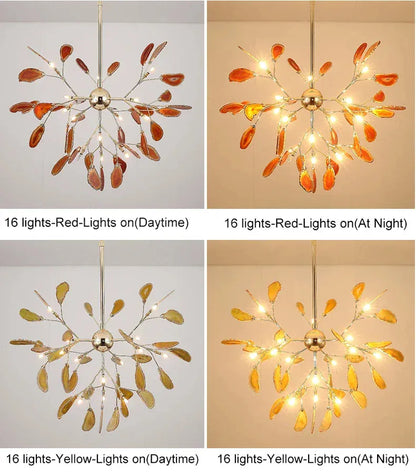 Verthara Premium Agate & Branch Pendant Light | Dimmable LED Chandelier