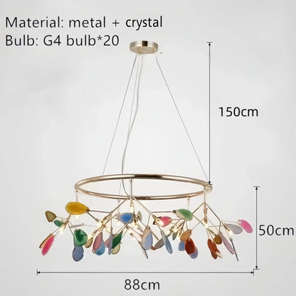 Verthara Premium Agate & Branch Pendant Light | Dimmable LED Chandelier D88cm-20 Lights / Cool white