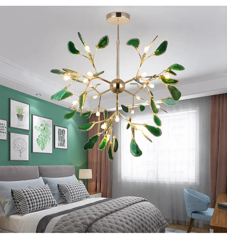 Verthara Premium Agate & Branch Pendant Light | Dimmable LED Chandelier