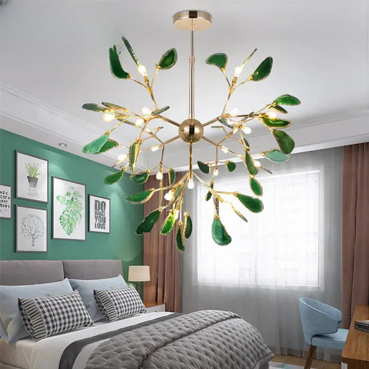 Verthara Premium Agate & Branch Pendant Light | Dimmable LED Chandelier