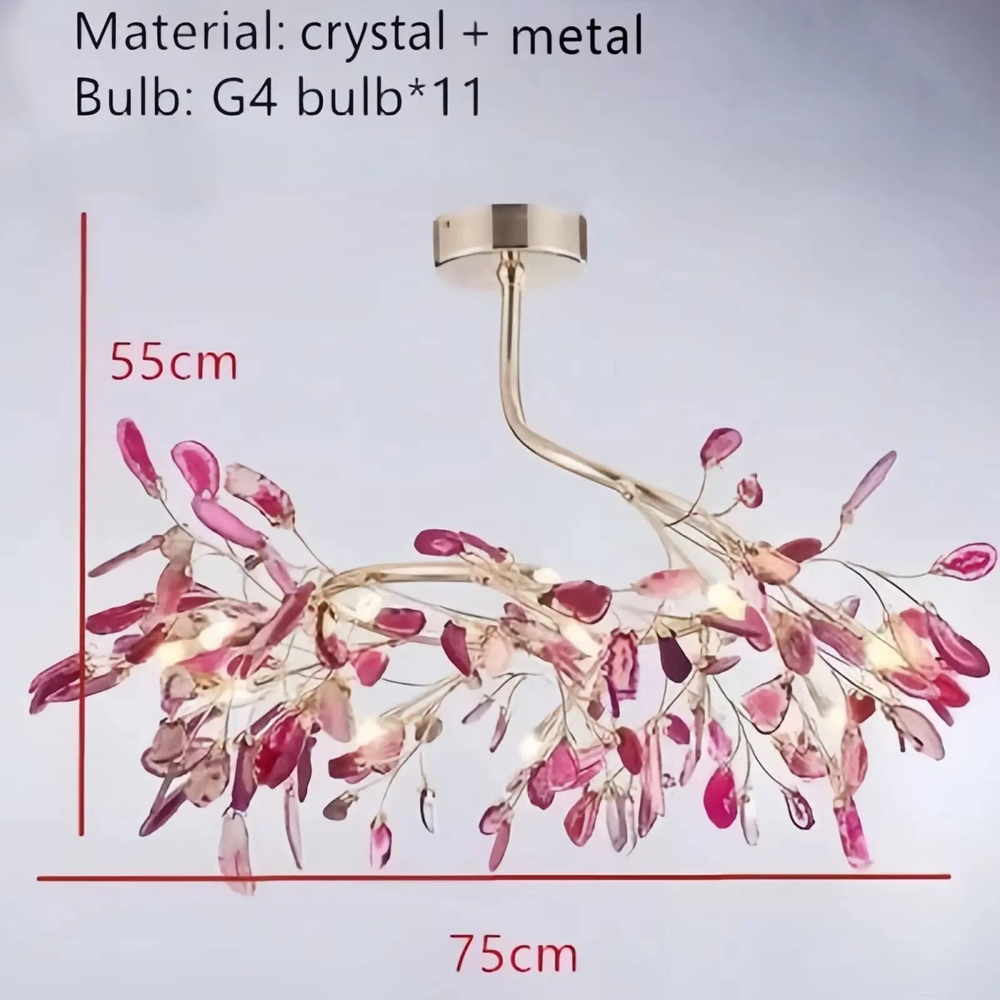 Verthara Premium Agate & Branch Pendant Light | Dimmable LED Chandelier D75cm-11 Lights / Cool white