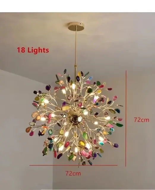 Verthara Premium Agate & Branch Pendant Light | Dimmable LED Chandelier D72cm-18 Lights / Cool white