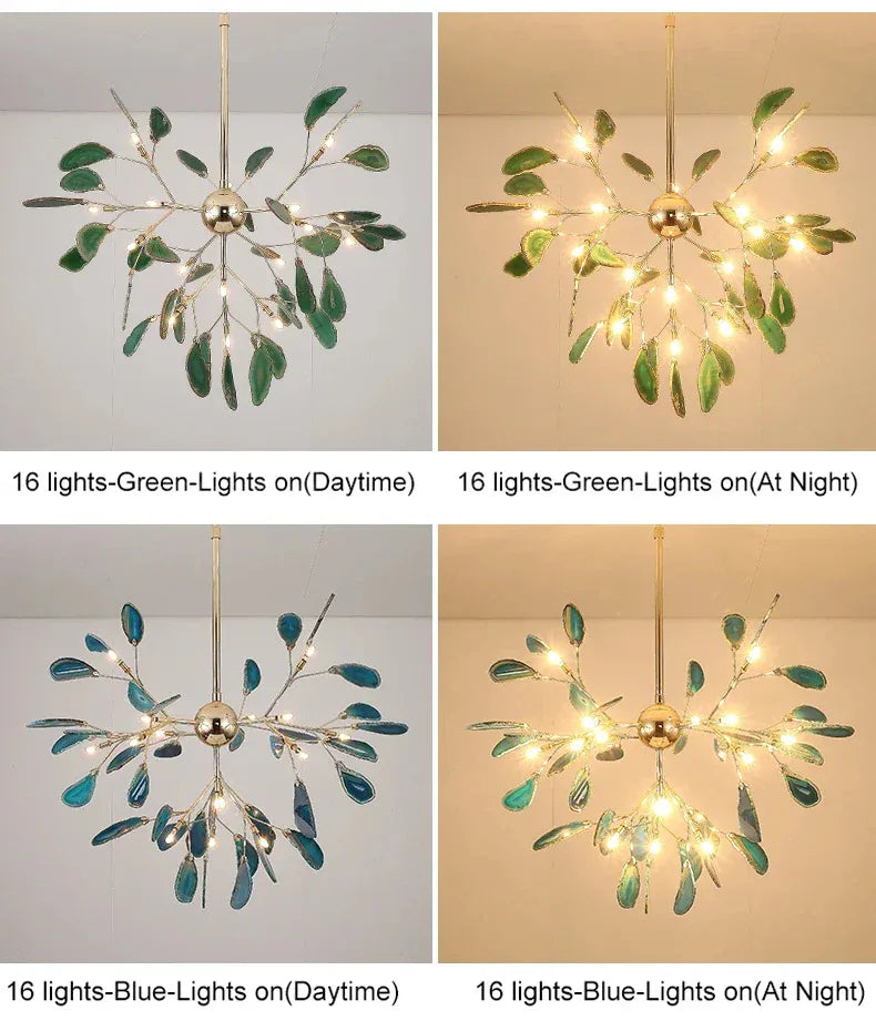 Verthara Premium Agate & Branch Pendant Light | Dimmable LED Chandelier