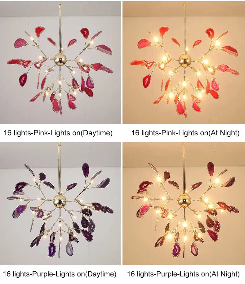 Verthara Premium Agate & Branch Pendant Light | Dimmable LED Chandelier