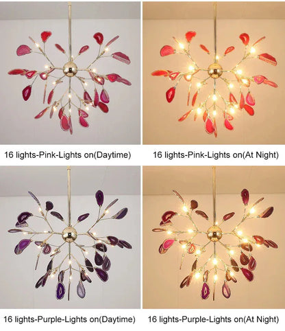 Verthara Premium Agate & Branch Pendant Light | Dimmable LED Chandelier