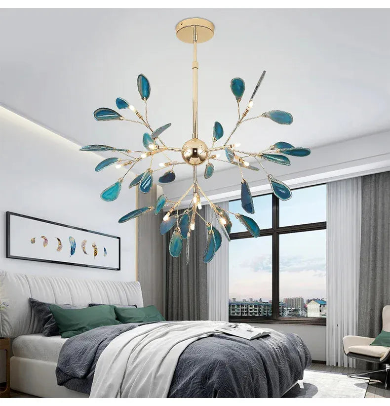 Verthara Premium Agate & Branch Pendant Light | Dimmable LED Chandelier