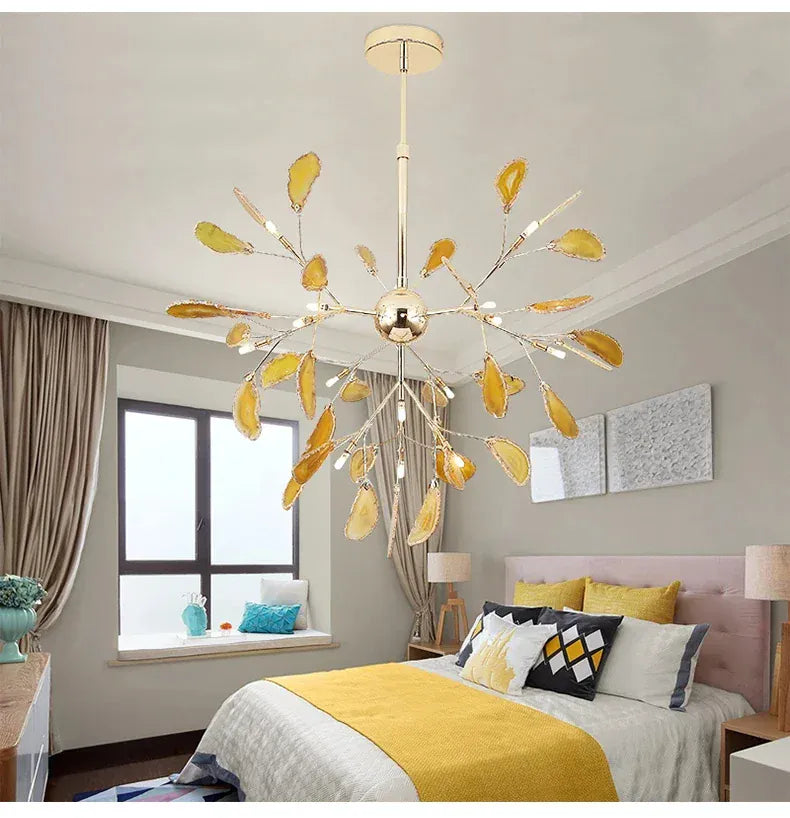 Verthara Premium Agate & Branch Pendant Light | Dimmable LED Chandelier