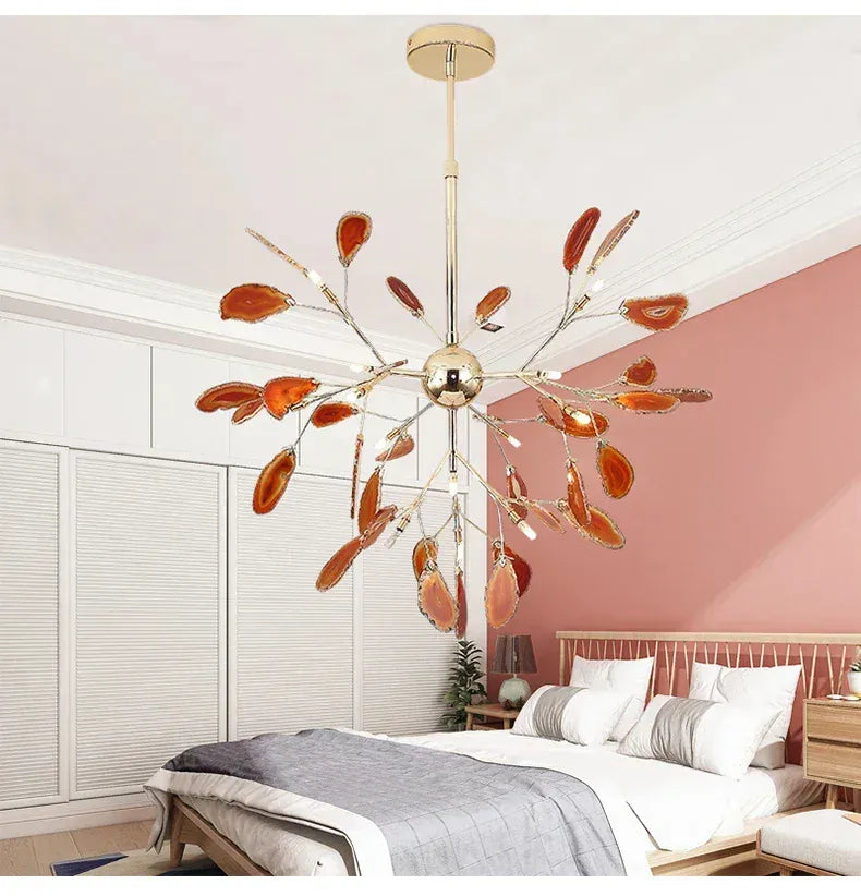 Verthara Premium Agate & Branch Pendant Light | Dimmable LED Chandelier