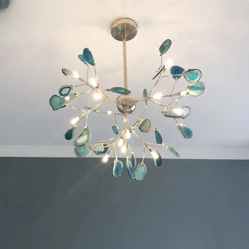 Verthara Premium Agate & Branch Pendant Light | Dimmable LED Chandelier