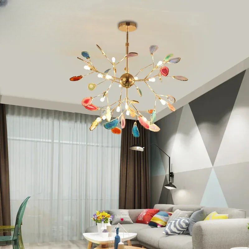 Verthara Premium Agate & Branch Pendant Light | Dimmable LED Chandelier
