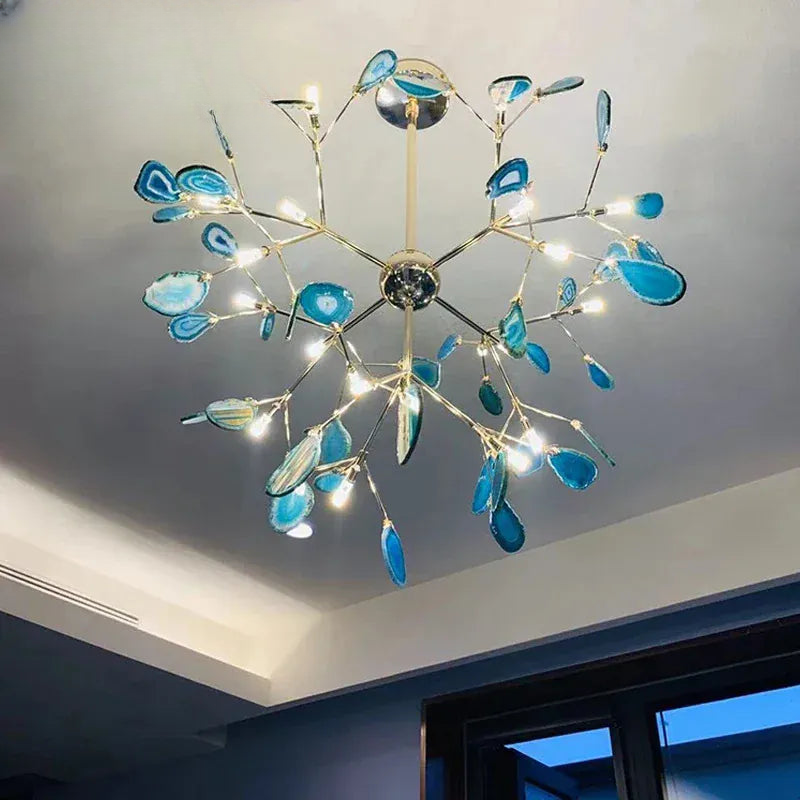 Verthara Premium Agate & Branch Pendant Light | Dimmable LED Chandelier