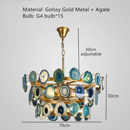 Verthara Premium Agate & Branch Pendant Light | Dimmable LED Chandelier 27 L-15 Bulbs / Cool white
