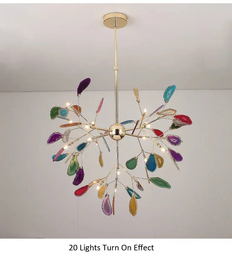 Verthara Premium Agate & Branch Pendant Light | Dimmable LED Chandelier