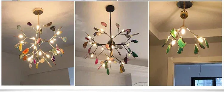Verthara Premium Agate & Branch Pendant Light | Dimmable LED Chandelier