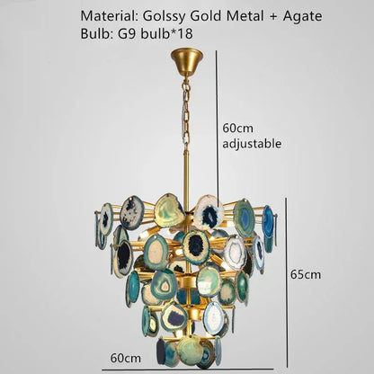 Verthara Premium Agate & Branch Pendant Light | Dimmable LED Chandelier 28 M-18 Bulbs / Cool white