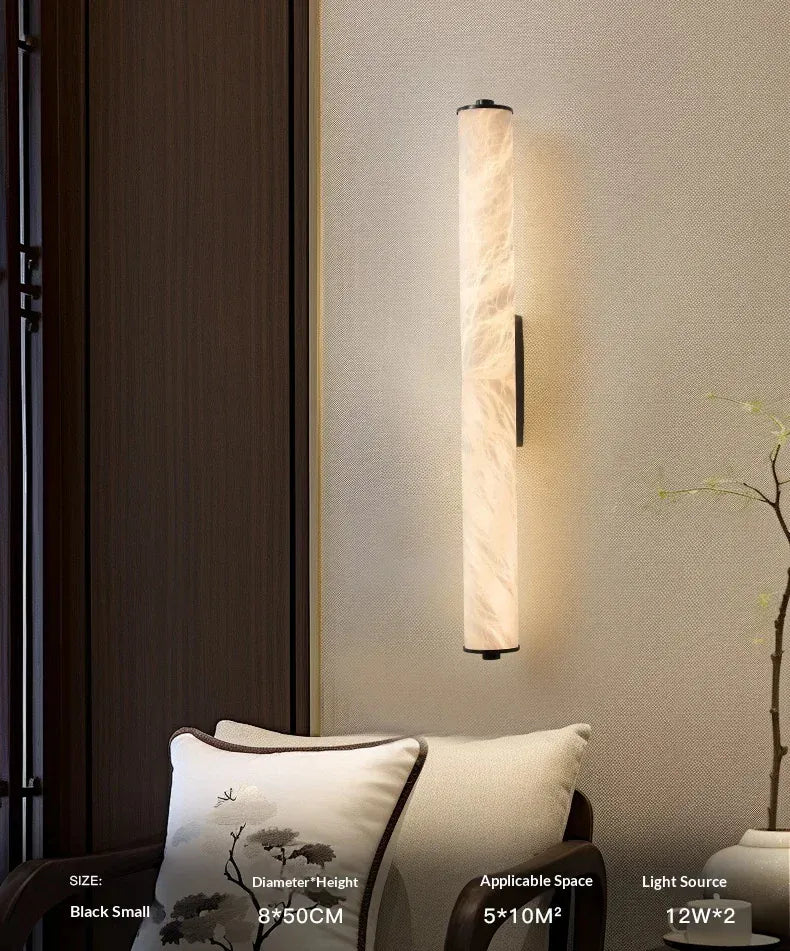 Verthara Premium Alabaster & Copper Marble Wall Sconce