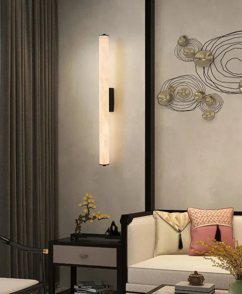Verthara Premium Alabaster & Copper Marble Wall Sconce