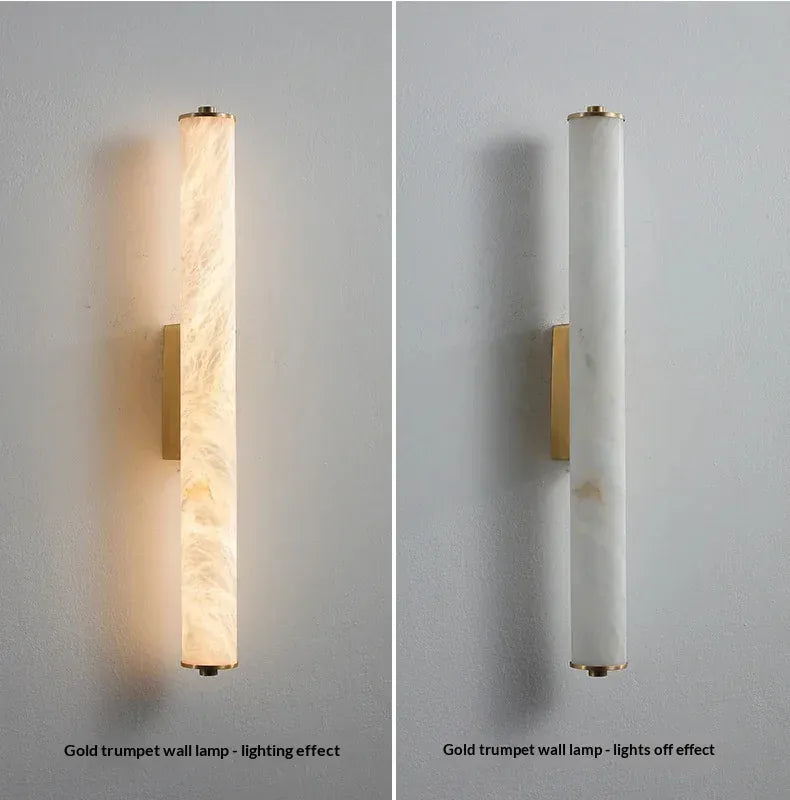 Verthara Premium Alabaster & Copper Marble Wall Sconce