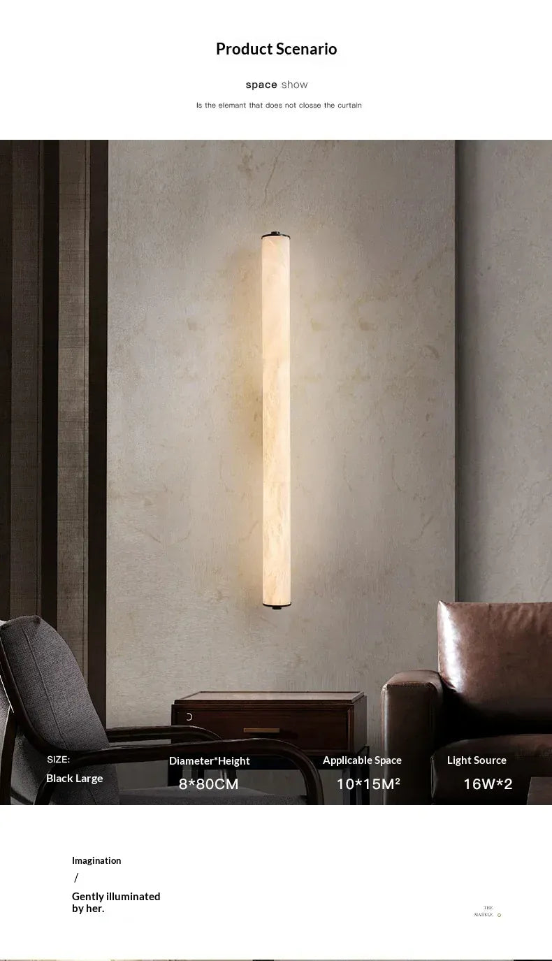 Verthara Premium Alabaster & Copper Marble Wall Sconce