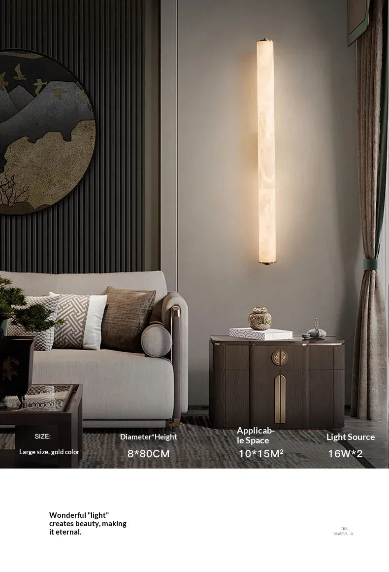 Verthara Premium Alabaster & Copper Marble Wall Sconce