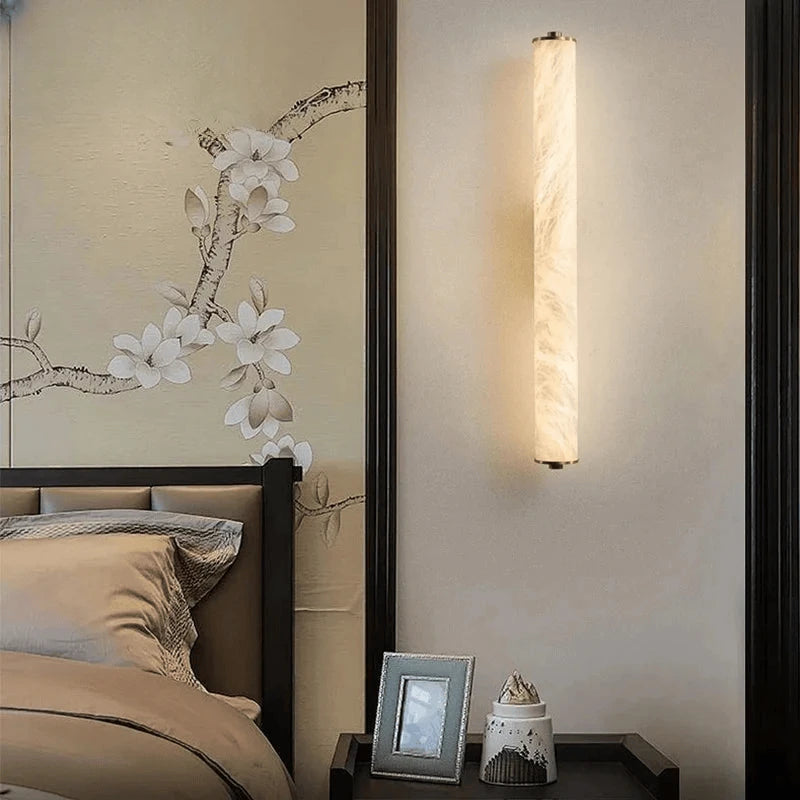 Verthara Premium Alabaster & Copper Marble Wall Sconce