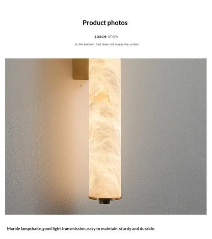 Verthara Premium Alabaster & Copper Marble Wall Sconce