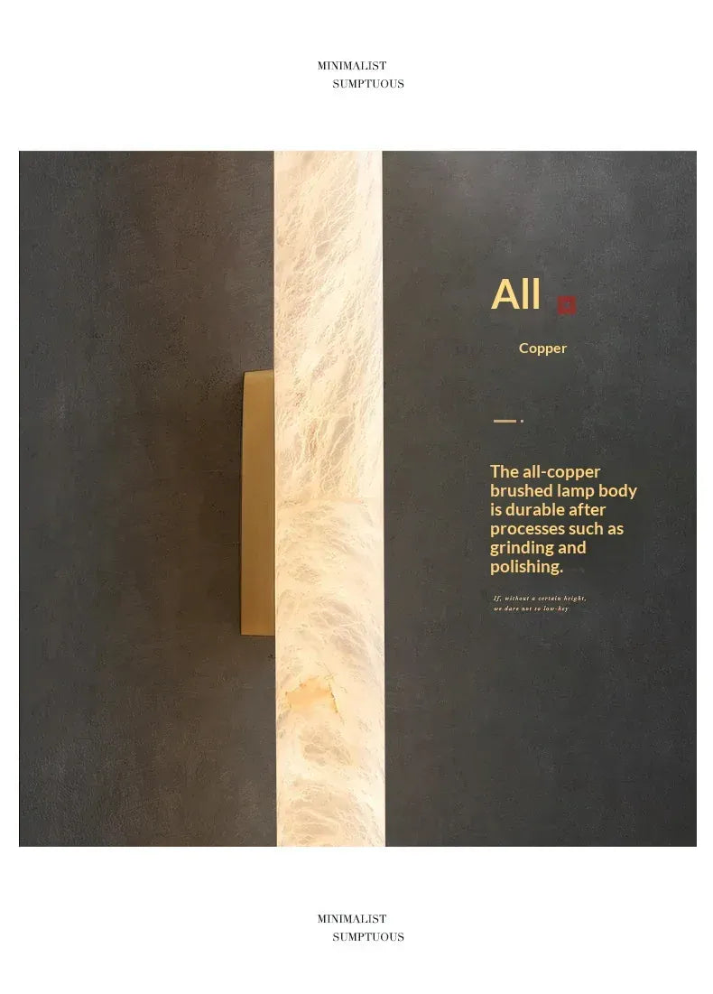 Verthara Premium Alabaster & Copper Marble Wall Sconce