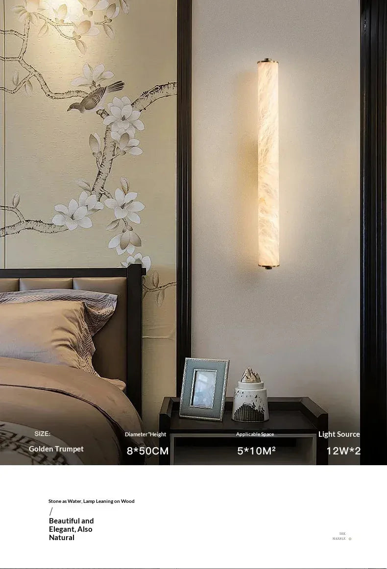 Verthara Premium Alabaster & Copper Marble Wall Sconce