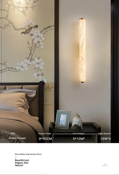 Verthara Premium Alabaster & Copper Marble Wall Sconce